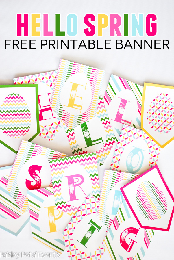 Hello Spring Free Printable Banner from Paisley Petal Events