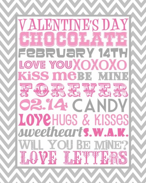 Free printable Valentine's day subway art