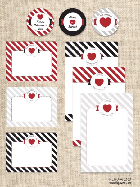 Red black and grey free valentine's day party printables