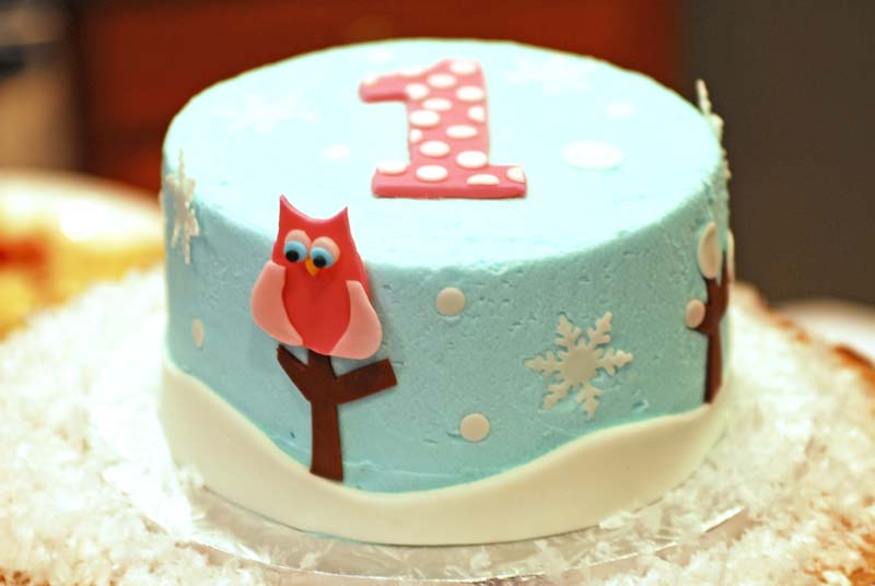 Winter Wonderland 1st birthday party cake