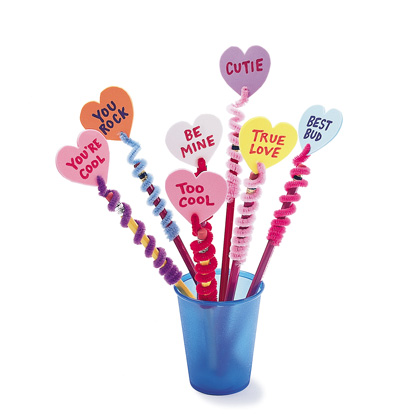 school valentine's day party ideas - pencil toppers