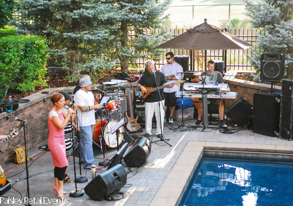 40th birthday party band playing poolside