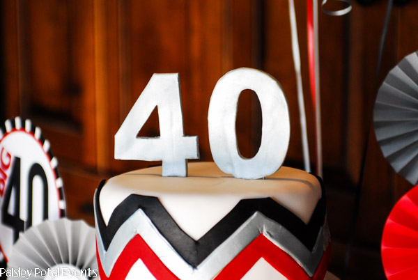 40th birthday party chevron cake