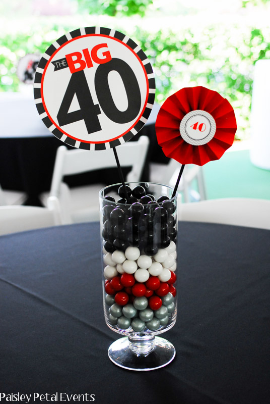 40th birthday party candy centerpieces