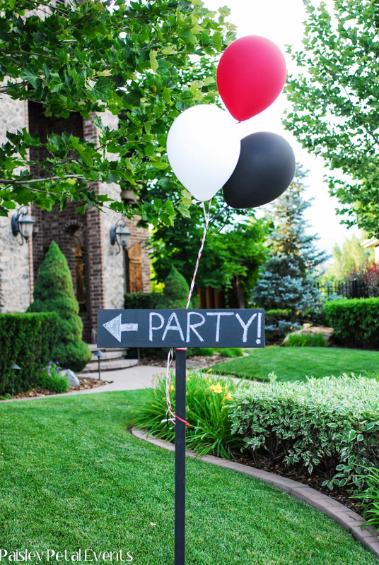 40th birthday party directional chalkboard sign