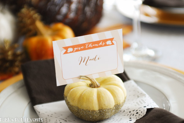 Glittered Pumpkin place card