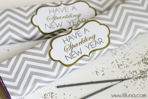 Sparkling New Year printable box wrapper