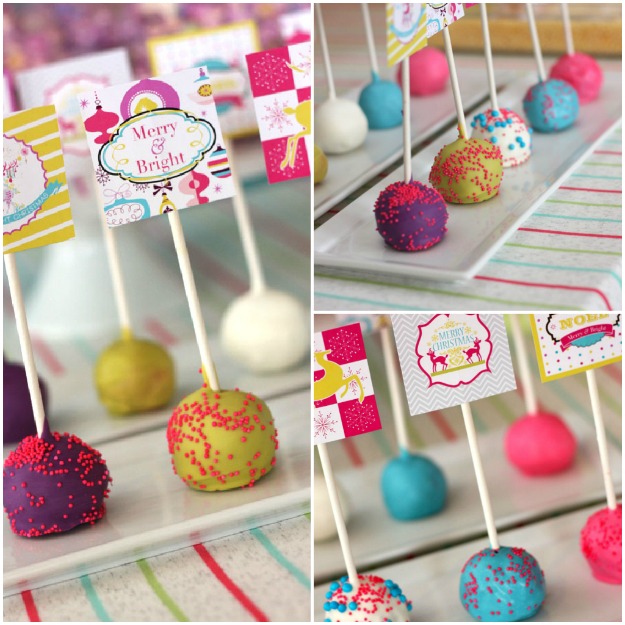 Neon Merry and Bright cake pops from Wants and Wishes
