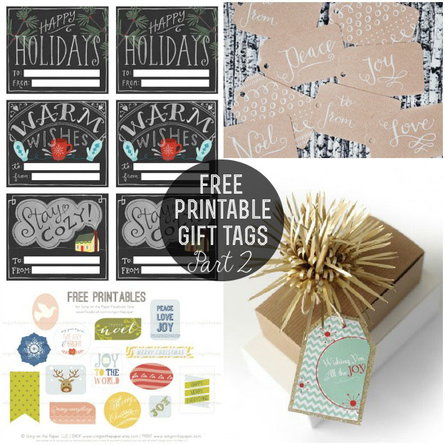 Roundup of free printable holiday gift tags at Paisley Petal Events