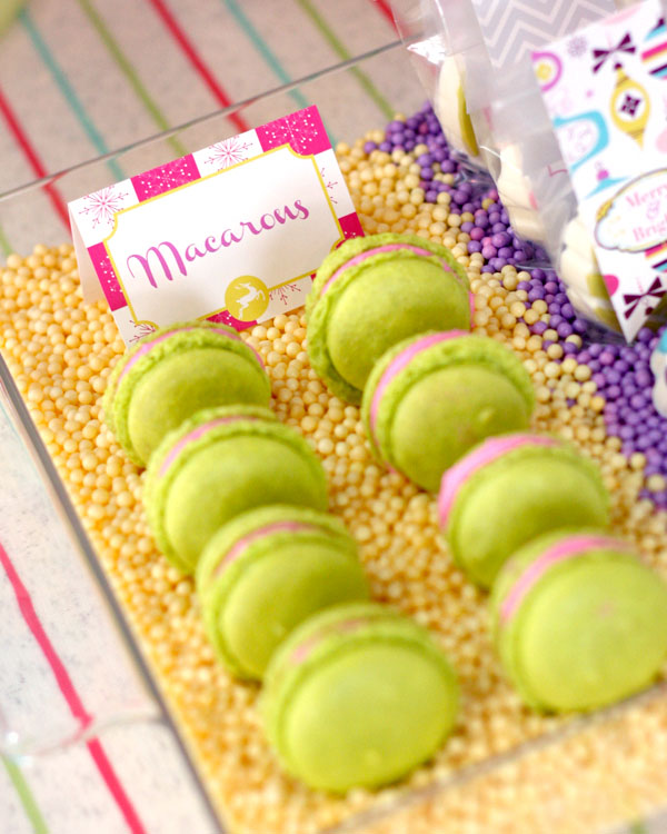 Neon Merry and Bright Christmas macarons