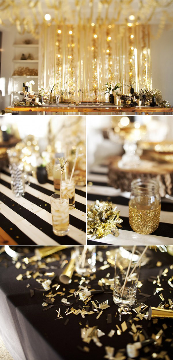 Black white and gold new years eve party