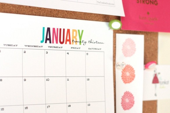 2013 printable calendar from TKS