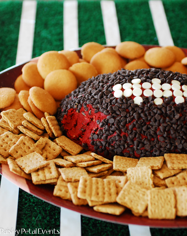 Football red velvet cheese ball 2