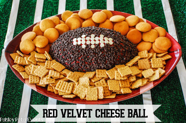 Superbowl Party Snack - Football red velvet cheese ball
