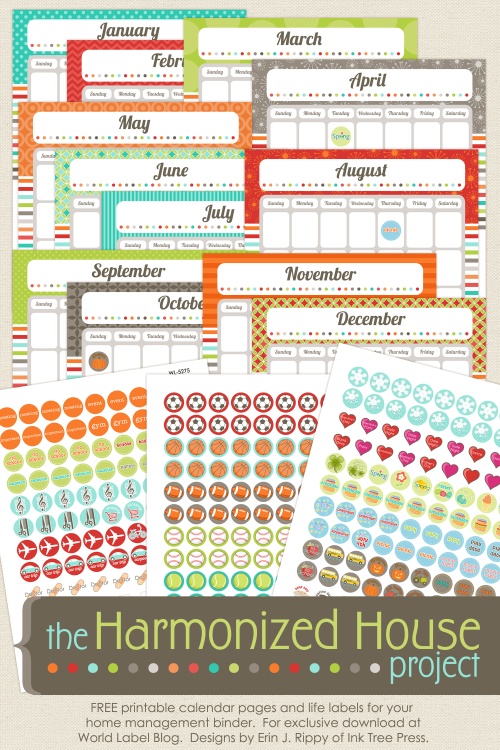 Printable organizing calendar