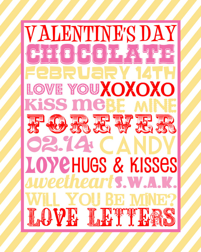 Valentine's Day printable decor - yellow subway art