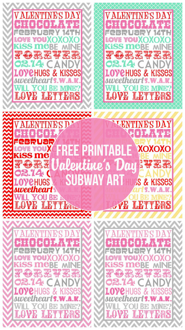 Valentine's Day printable decor - free subway art