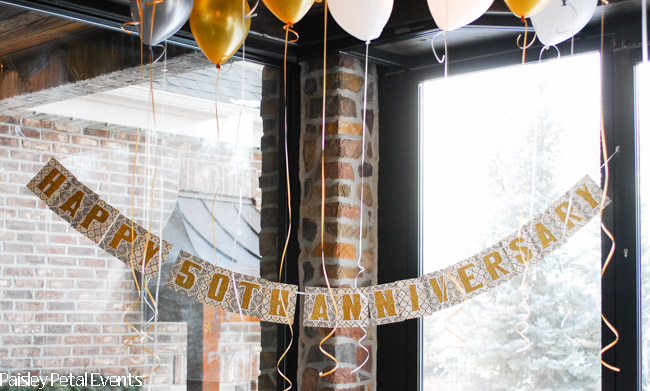 50th wedding anniversary banner with balloons