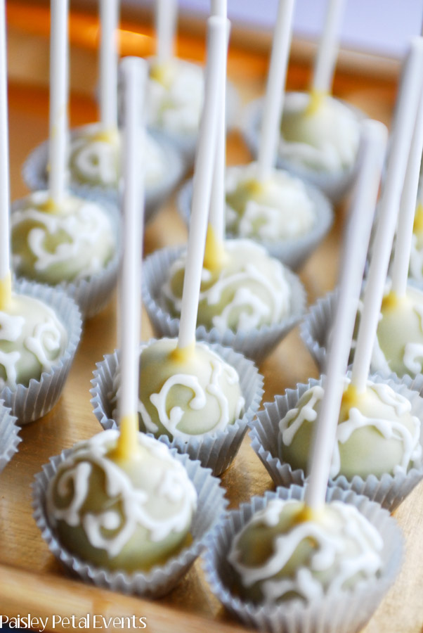50th wedding anniversary cake pops with scrolls