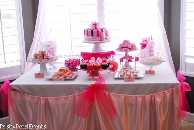 Pink Princess Party dessert table and decor 2