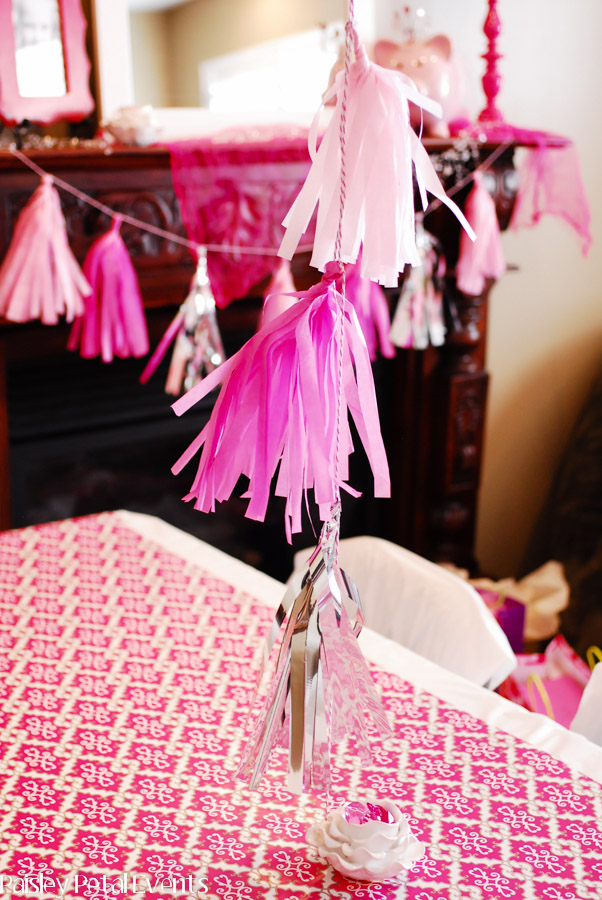 Pink Princess Party tissue tassels