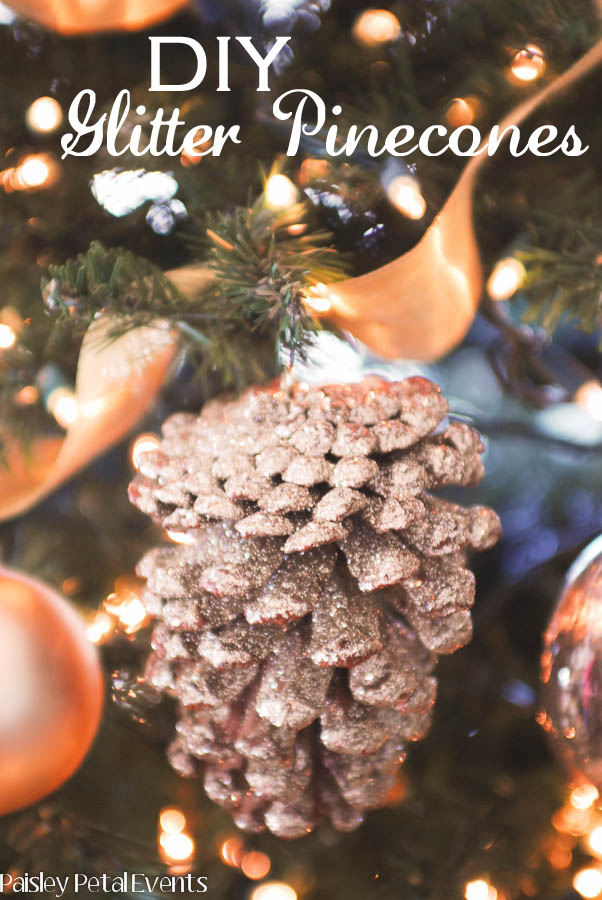 DIY glitter pinecones