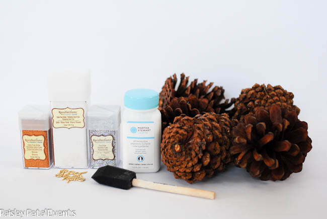 glitter pinecone ornaments supplies