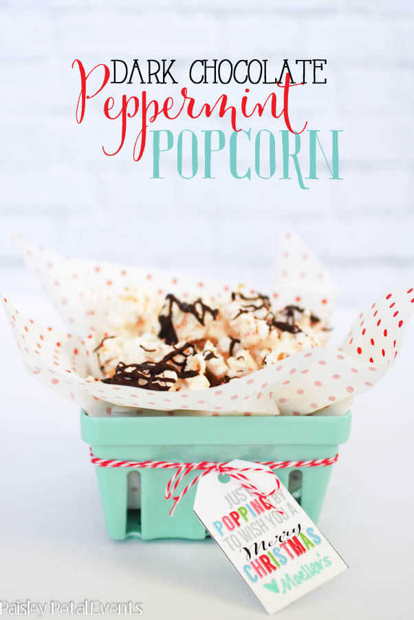 dark chocolate peppermint popcorn basket