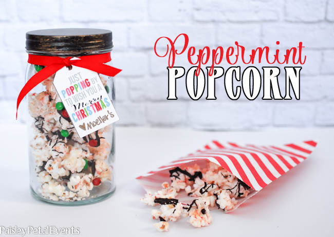 peppermint popcorn in mason jar