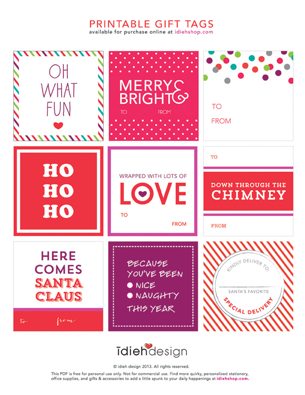 Bright pink and red gift tags