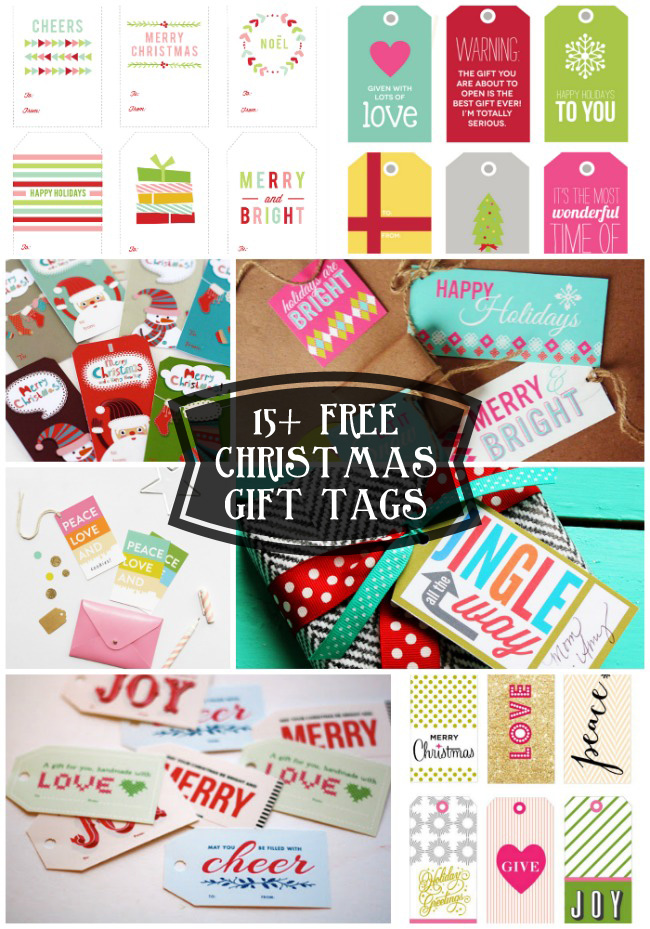 Over 15 of the most colorful Free Printable Chritmas Gift Tags