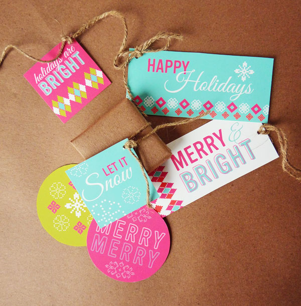 Colorful free printable christmas gift tags