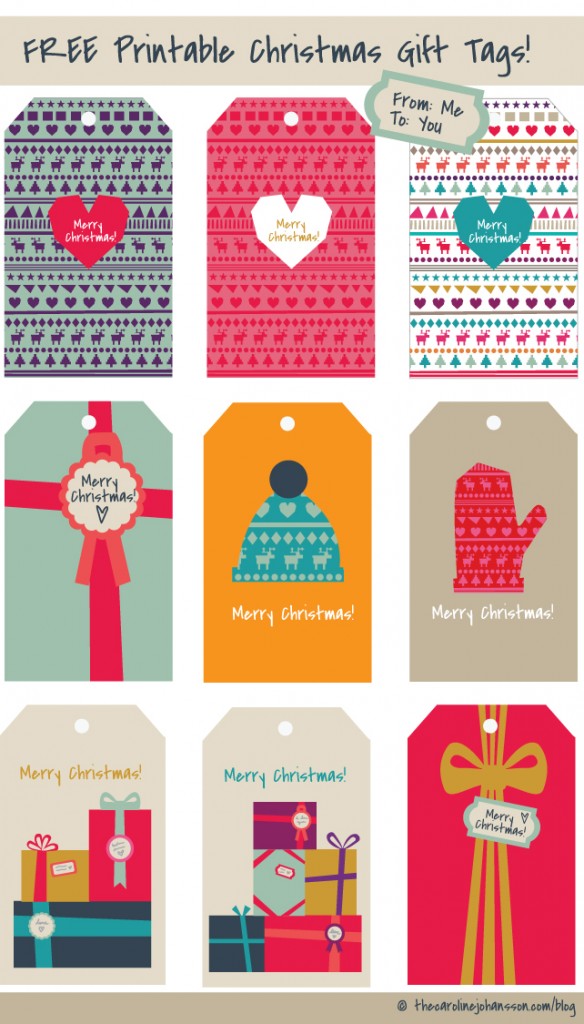 colorful illustrated gift tags