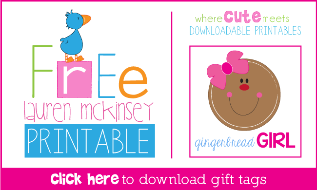free printable gingerbread girl gift tags from Lauren McKinsey