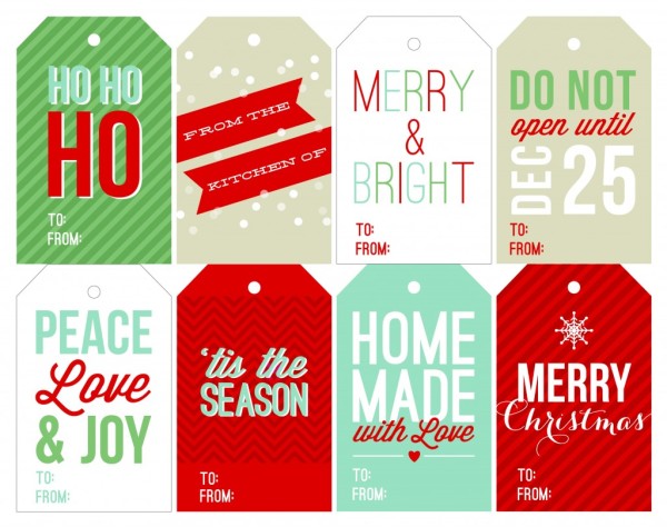 Red and green printable christmas gift tags