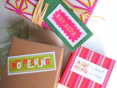 pink and green gift tags