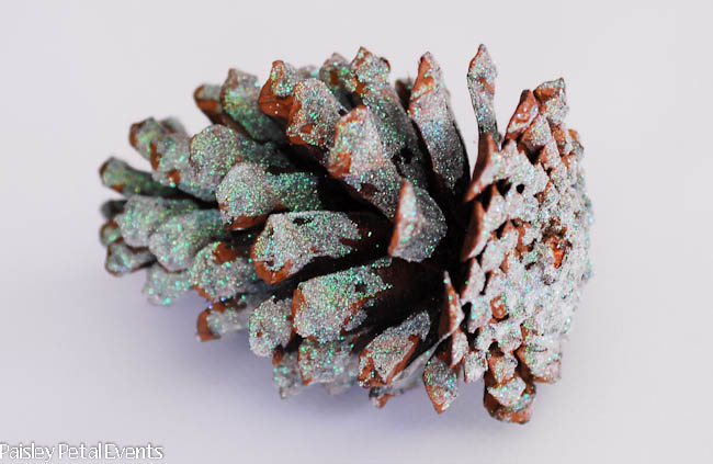glittered pinecone