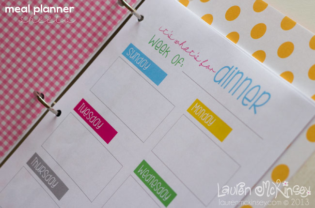 2014 weekly meal planner from Lauren McKinsey