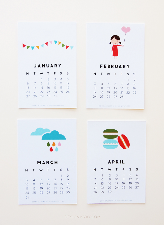 Free printable 2014 calendar from design is yay