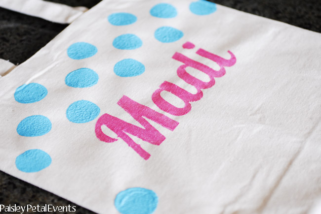 Dots and name on book bag