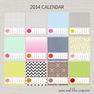 2014 printable Mini desk calendar