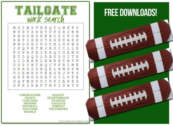 superbowl party word search and wraps