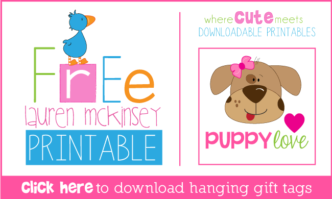 Free Valentine's Day printable tags from Lauren McKinsey - Puppy Love