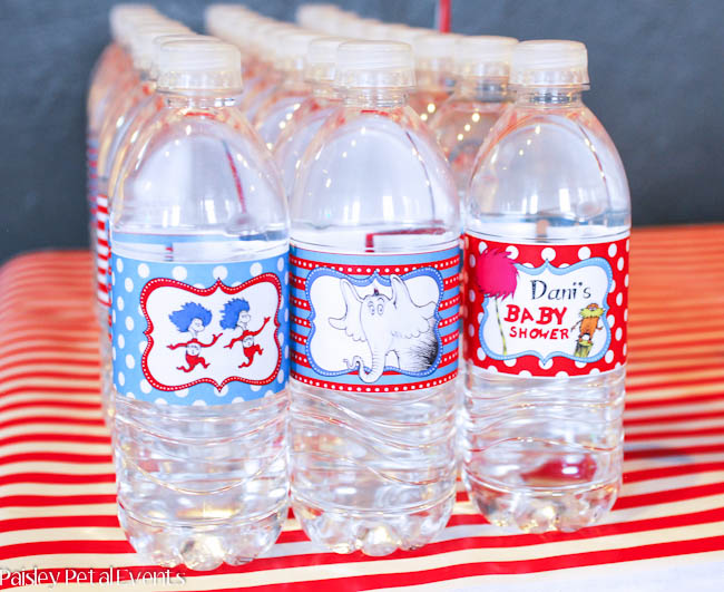 Dr. Seuss baby shower water bottle wraps