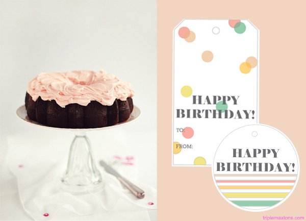 Confetti and stripe pastel colored free printable Happy Birthday tags
