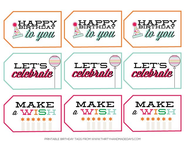 Darling free printable Happy Birthday tags