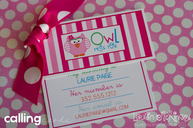 Owl Miss You calling cards from Lauren McKinsey