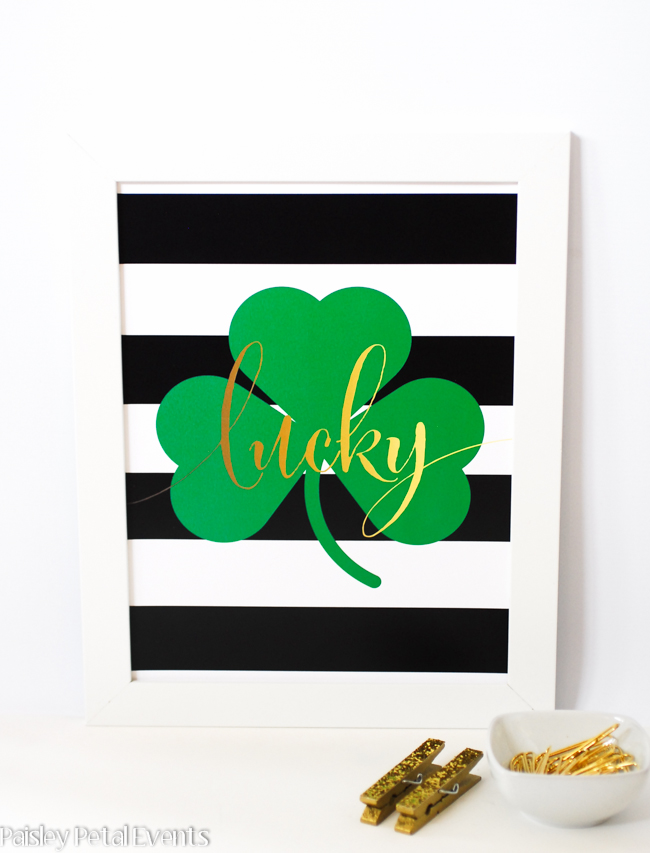 st patrick's day art print - black and white