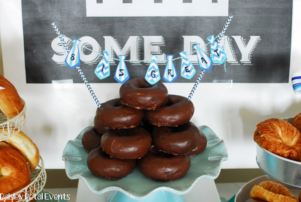 8 is great necktie bunting on a donut cake