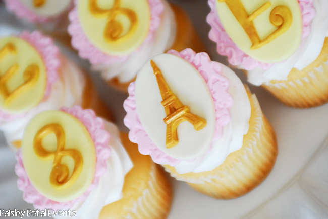 Pink and Gold Paris party - eiffel tower fondant toppers